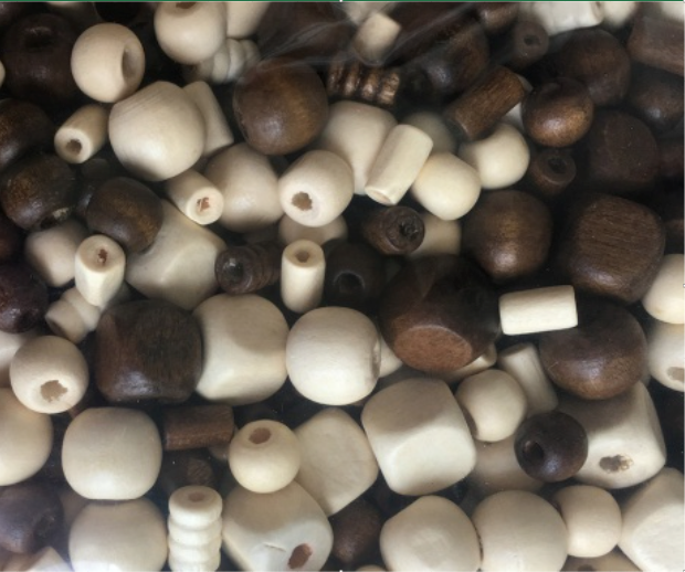 Wooden Beads, Assorted Shapes & Sizes.