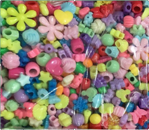 Beads, Plastic, Smooth Finish, Assorted Shapes & Sizes.