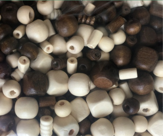 Wooden Beads, Assorted Shapes & Sizes.
