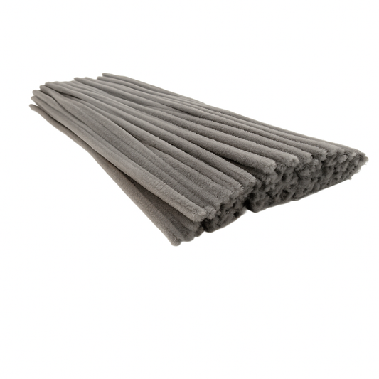 Pipecleaner, Deluxe, Chenille, Diameter 4mm, Length 300mm, Light Grey, 100 pack.