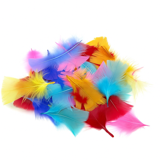 Feathers, Bright Assorted, Mixed Sizes, 50g.